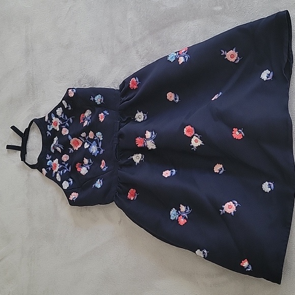 kate spade Dresses & Skirts - Kate Spade Navy Blue Floral Embroidered Halter Dress Size 0